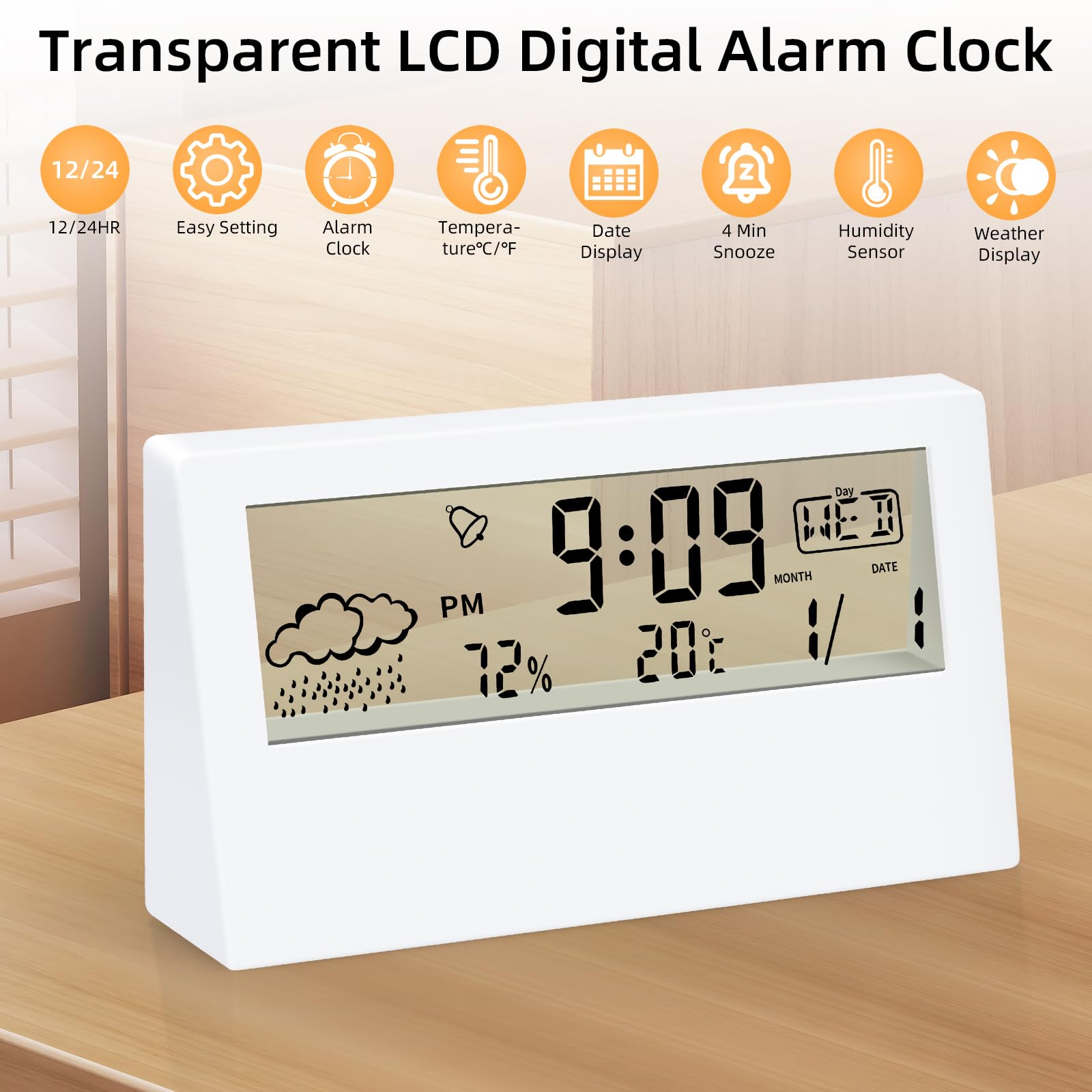 Amazon.co.jp: Paddsun デジタル目覚まし時計 透明LCDディスプレイ